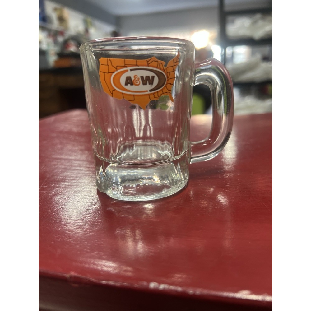 Vintage A&W Root Beer‎ Mini Mug USA Map Logo 3 1/4" Tall